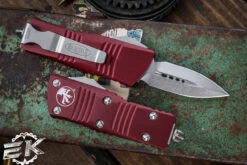 Microtech Troodon Mini OTF Automatic Knife Merlot Red 1.9" Dagger Stonewash (Cali Legal) 238-10MR -Best Knifes Shop 238 10 MR 66794.1691528538