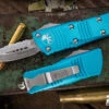 Microtech Troodon Mini OTF Automatic Knife Turquoise 1.9" Dagger Serrated Stonewash (Cali-Legal) 238-12TQ -Best Knifes Shop 238 12 TQ 76434.1691526154