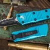 Microtech Troodon Mini OTF Automatic Knife Turquoise 1.9" Dagger Serrated Black (Cali-Legal) 238-3TQ -Best Knifes Shop 238 3 TQ 2 43843.1691527469