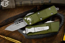 Microtech Troodon Mini OD Green OTF Automatic Knife 1.9" Tanto Apocalyptic Stonewash 240-10APOD