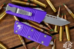 Microtech Troodon Mini Purple OTF Automatic Knife 1.9" Tanto Stonewash 240-10PU -Best Knifes Shop 240 10 PU 2 36160.1669067097