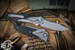 Microtech Socom Bravo Manual Knife Titanium/Carbon Fiber 4" Drop Point Bead Blast Serrated 260-8CFTI -Best Knifes Shop 260 8 CFTI 16818.1689932479