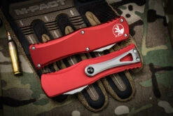 Microtech Hera OTF Automatic Knife Red 3" Dagger Stonewash 702-10RD -Best Knifes Shop 702 10 RD Closed 44082.1663871850