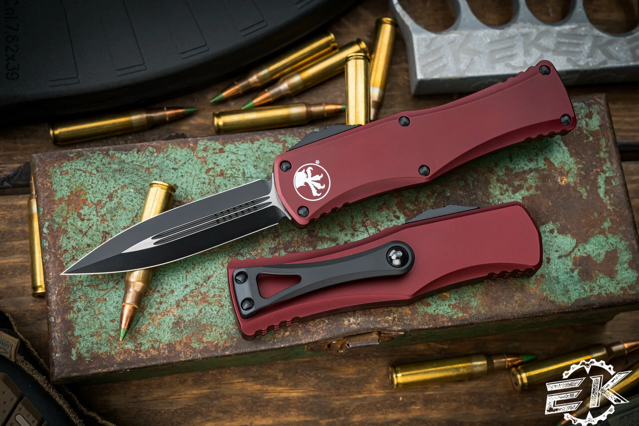 Microtech Hera OTF Automatic Knife Merlot Red 3" Dagger Black 702-1MR 3 Microtech Hera OTF Automatic Knife Merlot Red 3" Dagger Black 702-1MR