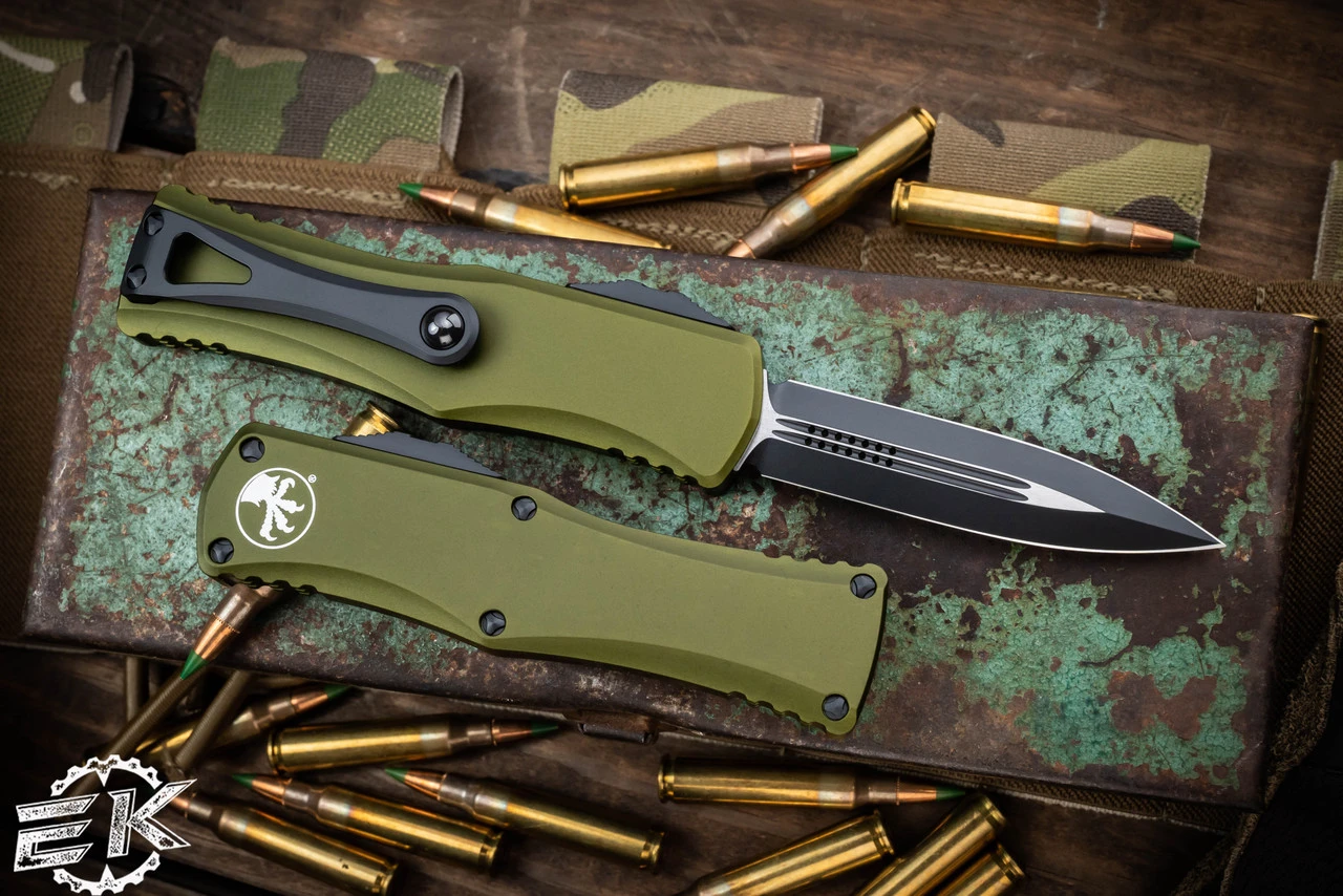 Microtech Hera OTF Automatic Knife OD Green 3" Dagger Black 702-1OD 4 Microtech Hera OTF Automatic Knife OD Green 3" Dagger Black 702-1OD - Image 2