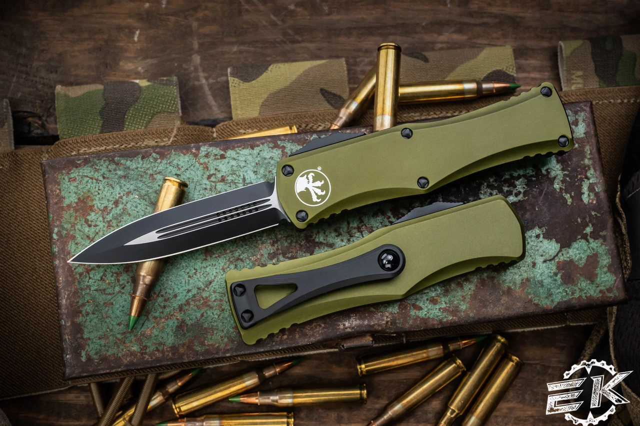 Microtech Hera OTF Automatic Knife OD Green 3" Dagger Black 702-1OD 3 Microtech Hera OTF Automatic Knife OD Green 3" Dagger Black 702-1OD