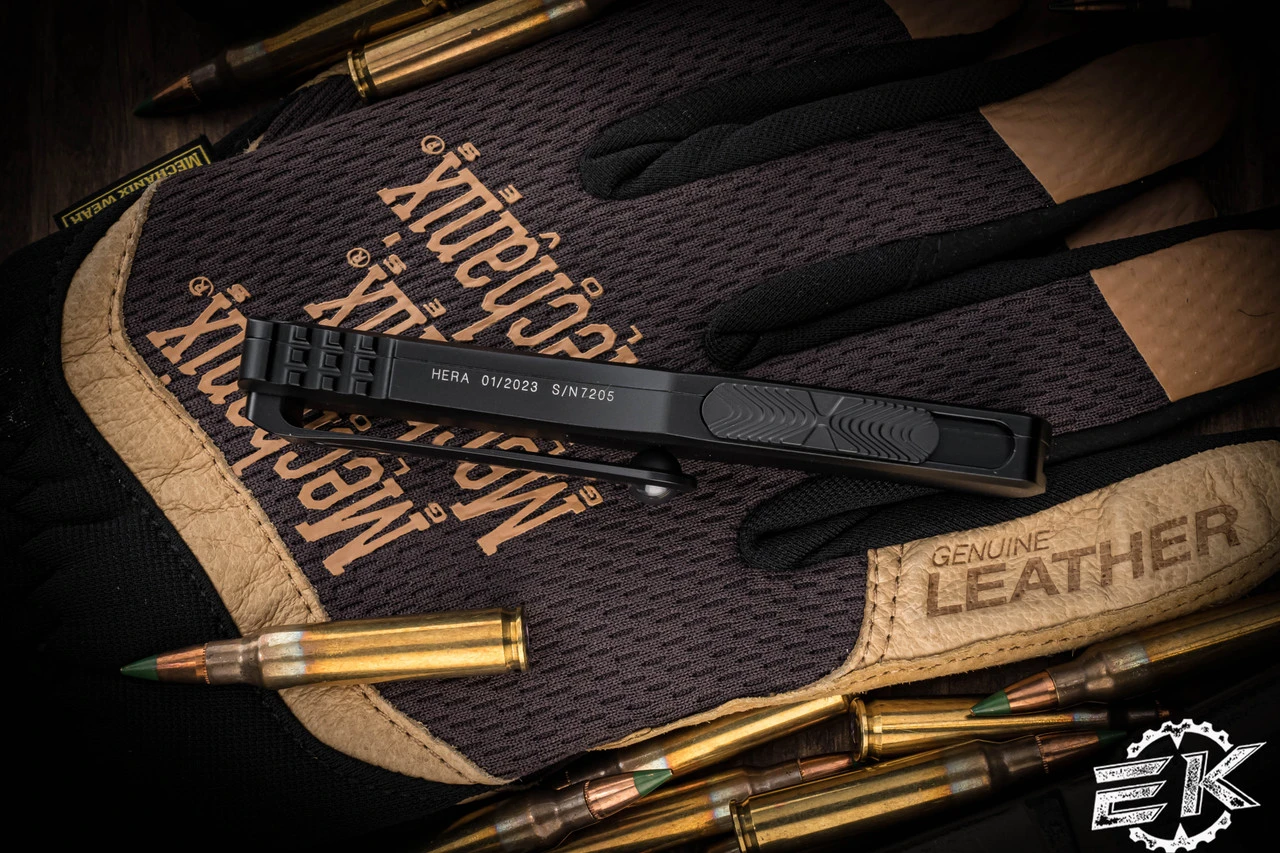 Microtech Hera OTF Automatic Knife Black 3" Dagger Black Serrated 702-2T 7 Microtech Hera OTF Automatic Knife Black 3" Dagger Black Serrated 702-2T - Image 5