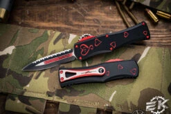 Microtech Twin Flames Hera 2 Knives Set 3" Black Double Edge Serrated 702-3SETTFS -Best Knifes Shop 702 3 SET TFS 33361.1676316131