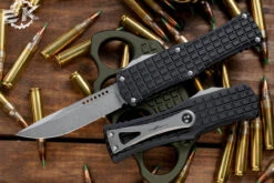 Microtech Hera Frag OTF Automatic Knife Black 3" Drop Point Stonewash 703-10FRS