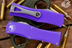 Microtech Hera Purple OTF Automatic Knife 3" Drop Point Stonewash Serrated 703-11PU -Best Knifes Shop 703 11 PU 3 89103.1669067312