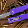 Microtech Hera Purple OTF Automatic Knife 3" Drop Point Stonewash Serrated 703-11PU -Best Knifes Shop 703 11 PU 72129.1669067309