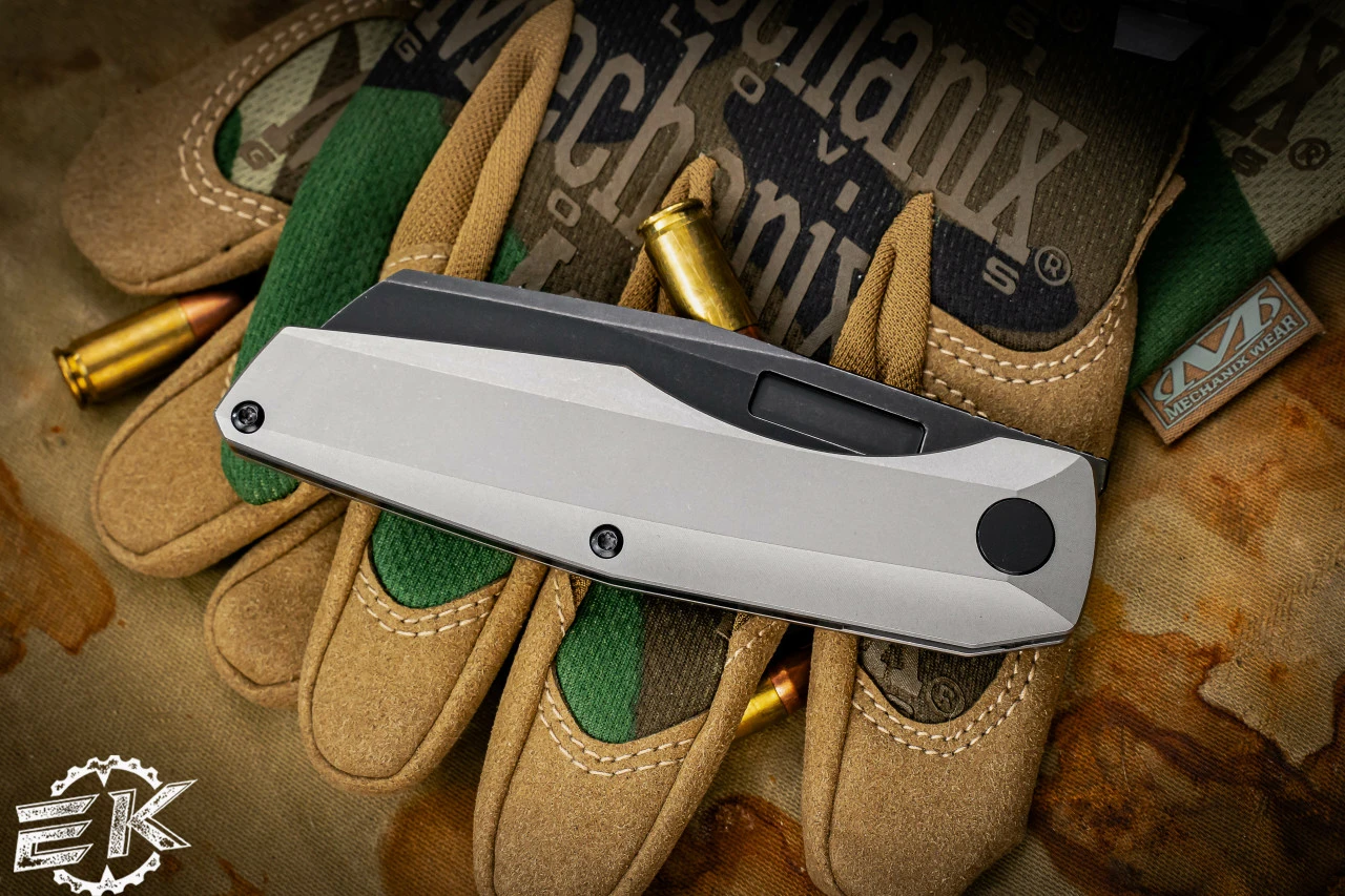 Vero Engineering Axon Frame Lock Knife Stonewash TItanium 3.4" M390 Blackwash 5 Vero Engineering Axon Frame Lock Knife Stonewash TItanium 3.4" M390 Blackwash - Image 3