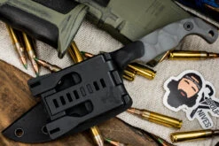 Stroup Knives Bravo 5 Fixed Blade Knife Grey G10 3.5" Acid Wash Drop Point -Best Knifes Shop B5 GR G10 In Sheath 2 70585.1677540808