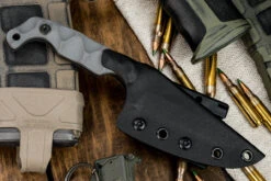 Stroup Knives Bravo 5 Fixed Blade Knife Grey G10 3.5" Acid Wash Drop Point -Best Knifes Shop B5 GR G10 In Sheath 44762.1677540805