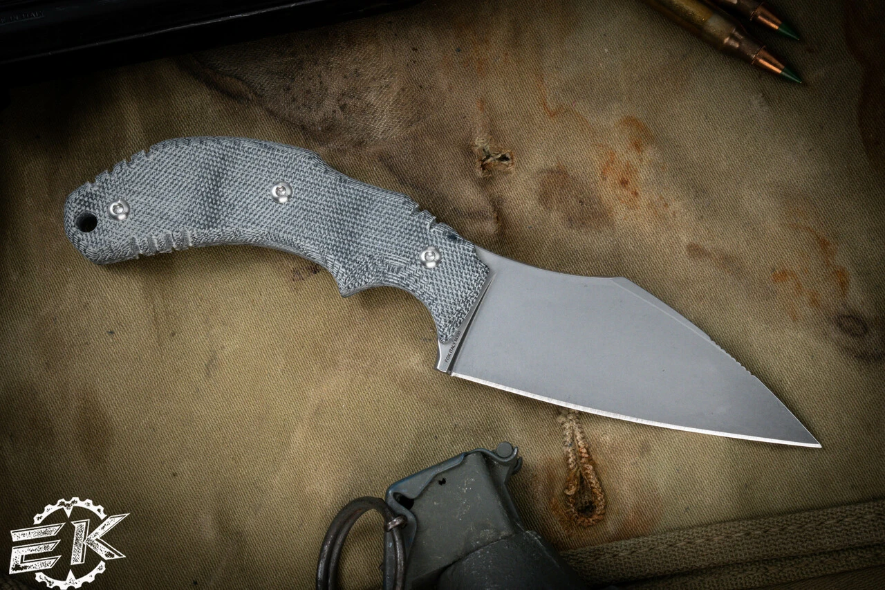 Bastinelli Knives Foreigner Fixed Blade Knife Black Micarta 3.35" Stonewash 4 Bastinelli Knives Foreigner Fixed Blade Knife Black Micarta 3.35" Stonewash - Image 2