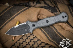 Bastinelli Knives Telum Fixed Blade Knife Black Micarta 2.75" Dark Stonewash Serrated