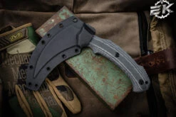 Bastinelli Knives Grumpy Black Micarta Scythe Fixed Blade 4" Black Serrated Spine -Best Knifes Shop BAS 249 3 48164.1670968735