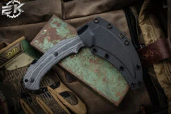 Bastinelli Knives Grumpy Black Micarta Scythe Fixed Blade 4" Black Serrated Spine -Best Knifes Shop BAS 249 4 40065.1670968734