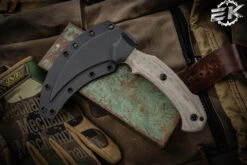 Bastinelli Knives Grumpy OD Green Micarta Scythe Fixed Blade 4" Black Serrated Spine -Best Knifes Shop BAS 250 4 95156.1670967881