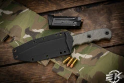 Bastinelli Knives VolWest Binome Fixed Blade Knife Green Canvas Micarta 5.25" M390 PVD -Best Knifes Shop BC 29 PVD OD 2 17929.1676393788