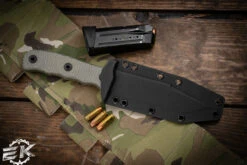 Bastinelli Knives VolWest Binome Fixed Blade Knife Green Canvas Micarta 5.25" M390 PVD -Best Knifes Shop BC 29 PVD OD 4 21503.1676393790