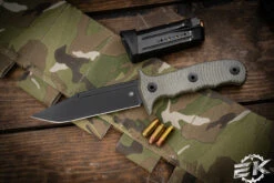 Bastinelli Knives VolWest Binome Fixed Blade Knife Green Canvas Micarta 5.25" M390 PVD