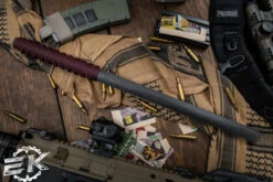 Bastinelli Knives Kick Ass Short Stick W/ Custom Red Tsuka Wrap 21" Black