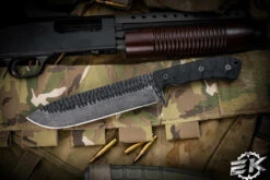 Stroup Knives BK1 Fixed Blade Knife Black G10 7.75" Acid Wash Drop Point