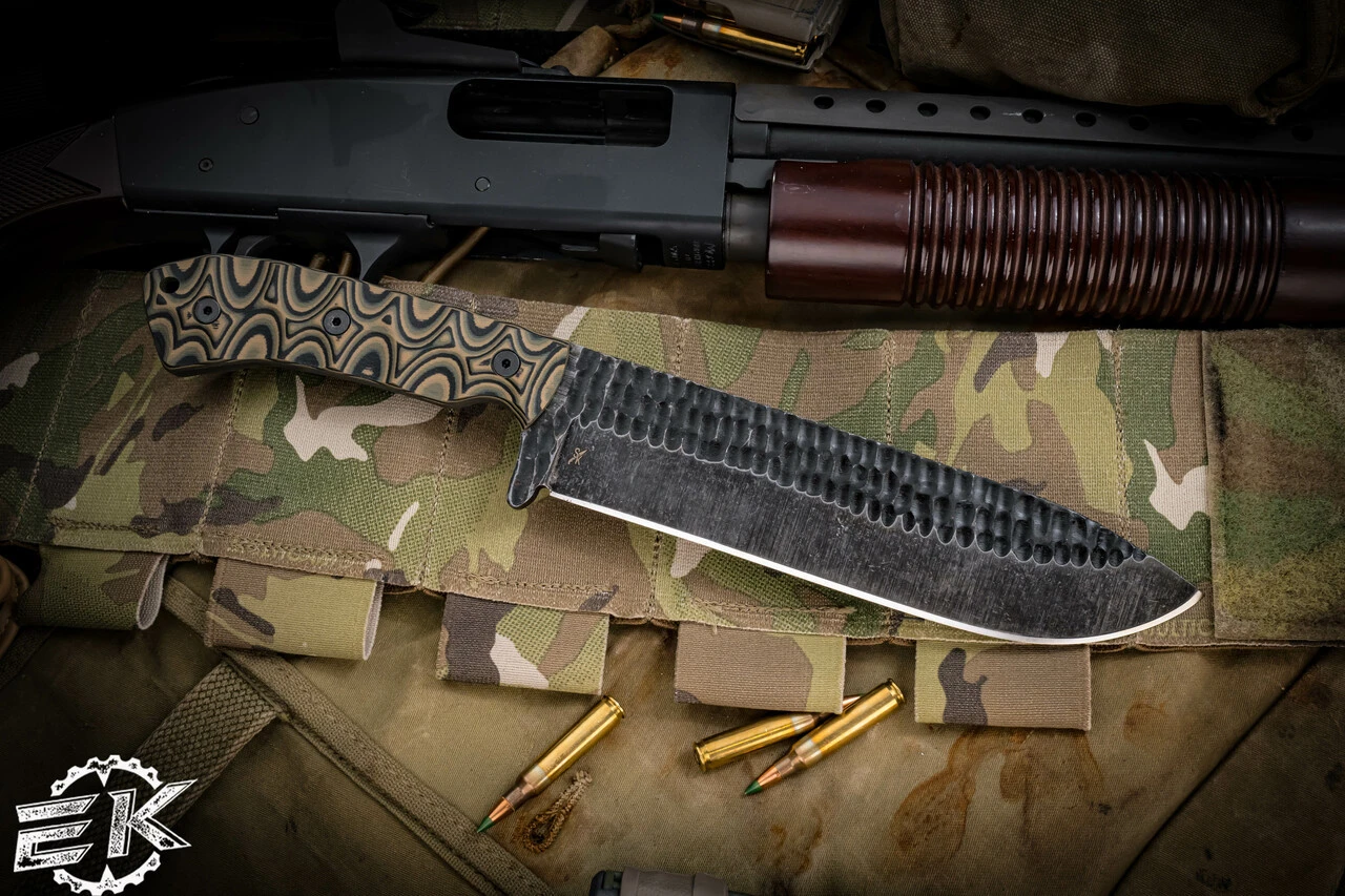 Stroup Knives BK1 Fixed Blade Knife Camo G10 7.75" Acid Wash Drop Point 5 Stroup Knives BK1 Fixed Blade Knife Camo G10 7.75" Acid Wash Drop Point - Image 3