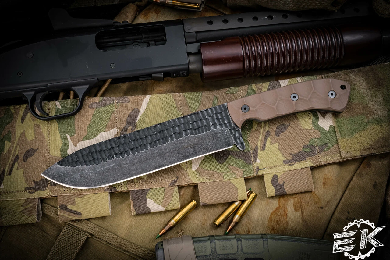 Stroup Knives BK1 Fixed Blade Knife FDE G10 7.75" Acid Wash Drop Point 3 Stroup Knives BK1 Fixed Blade Knife FDE G10 7.75" Acid Wash Drop Point