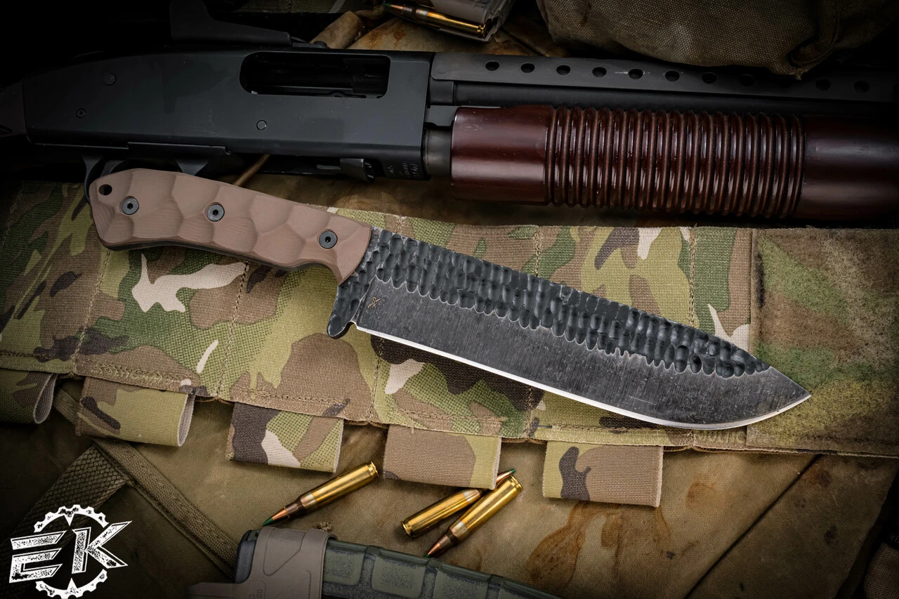 Stroup Knives BK1 Fixed Blade Knife FDE G10 7.75" Acid Wash Drop Point 6 Stroup Knives BK1 Fixed Blade Knife FDE G10 7.75" Acid Wash Drop Point - Image 4