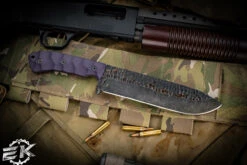 Stroup Knives BK1 Fixed Blade Knife Purple G10 7.75" Acid Wash Drop Point -Best Knifes Shop BK1 PURPLE G10 3 10367.1678949280