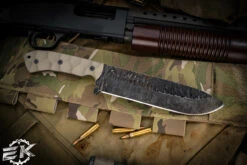 Stroup Knives BK1 Fixed Blade Knife Tan G10 7.75" Acid Wash Drop Point -Best Knifes Shop BK1 TAN G10 3 77406.1678948694