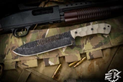 Stroup Knives BK1 Fixed Blade Knife Tan G10 7.75" Acid Wash Drop Point