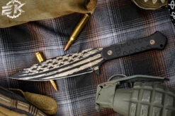 Blackside Customs Fedele X Fixed Blade Knife Black G10 4.5" N690C Patriot Flag Finish BSC-FX