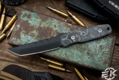 Blackside Customs Kimura Fixed Blade Knife Camo Carbon 4" Tanto Black