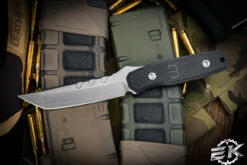 Blackside Customs Kimura Fixed Blade Knife Carbon Fiber 4" Tanto Stonewash BSC-K1