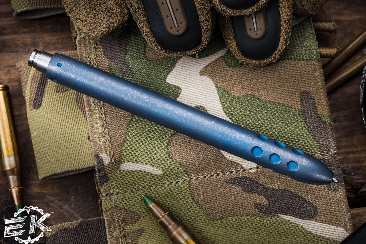 Blackside Customs Titanium Pen 5" Blue Blasted Finish 4 Blackside Customs Titanium Pen 5" Blue Blasted Finish - Image 2