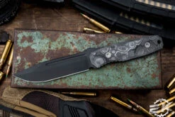 Blackside Customs Plan B Fixed Blade Camo Carbon Handle 4" Black Drop Point