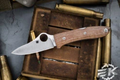 Spyderco SpyOpera Lockback Knife Brown Canvas Micarta 2.9" Satin M390 C255CMP
