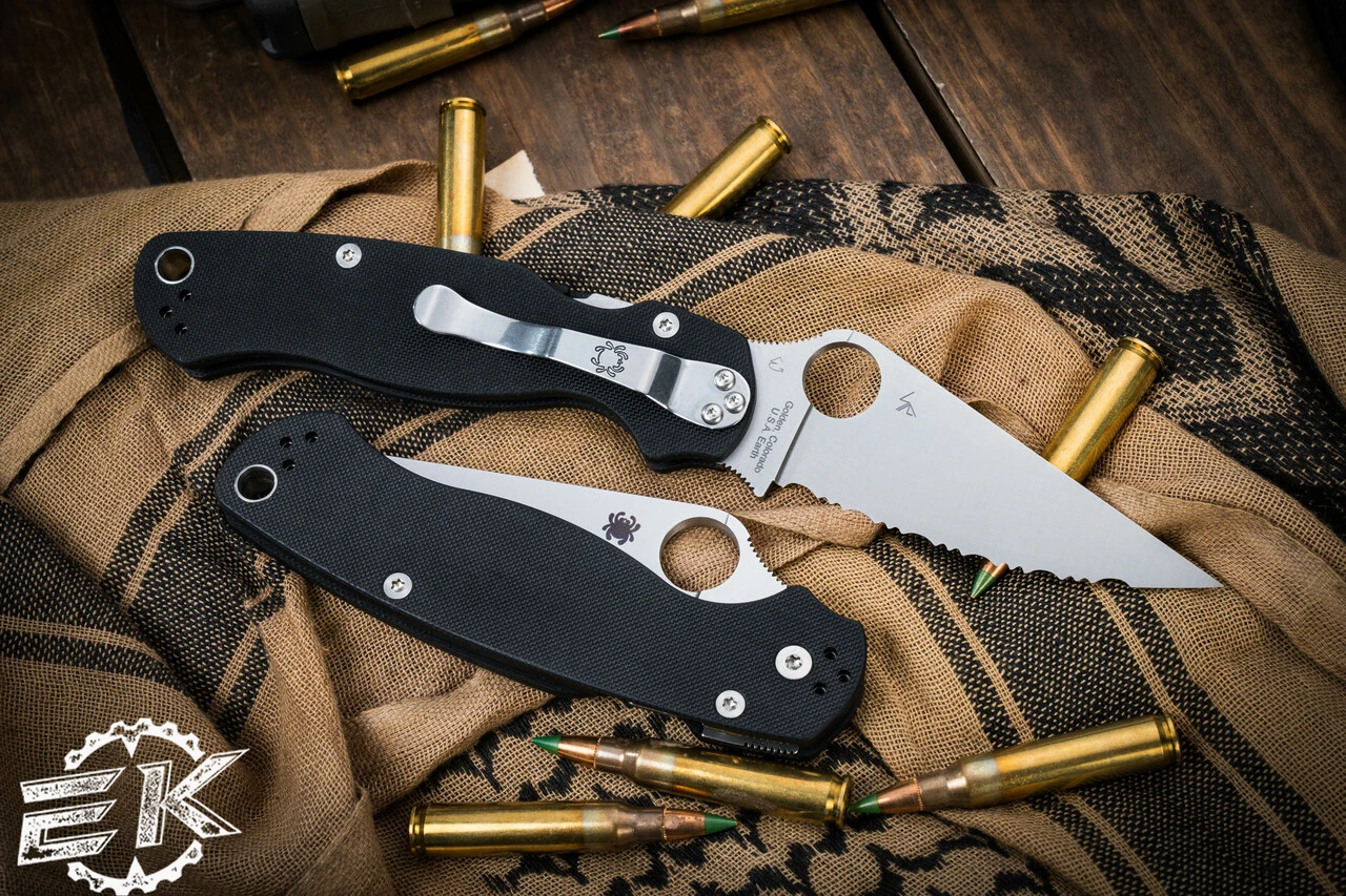 Spyderco Para Military 2 Folding Knife Black G10 3.4" Satin SpyderEdge Serrated C81GS2 4 Spyderco Para Military 2 Folding Knife Black G10 3.4" Satin SpyderEdge Serrated C81GS2 - Image 2