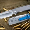Chaves Knives Ultramar Redencion Street Titanium Folding Knife, Blue Skull Clip/Backspacer 3.25" Drop Point