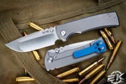 Chaves Knives Ultramar Redencion Street Titanium Folding Knife, Blue Skull Clip/Backspacer 3.25" Drop Point