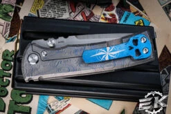 Chaves Knives Ultramar Redencion Street "Topo Pattern" Blue Titanium Folding Knife 3.25" Drop Point -Best Knifes Shop CK ST RDP DB 9 2 50606.1689621620