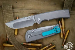 Chaves Knives Ultramar Redencion Street Titanium Folding Knife, Green Skull Clip/Backspacer 3.25" Drop Point