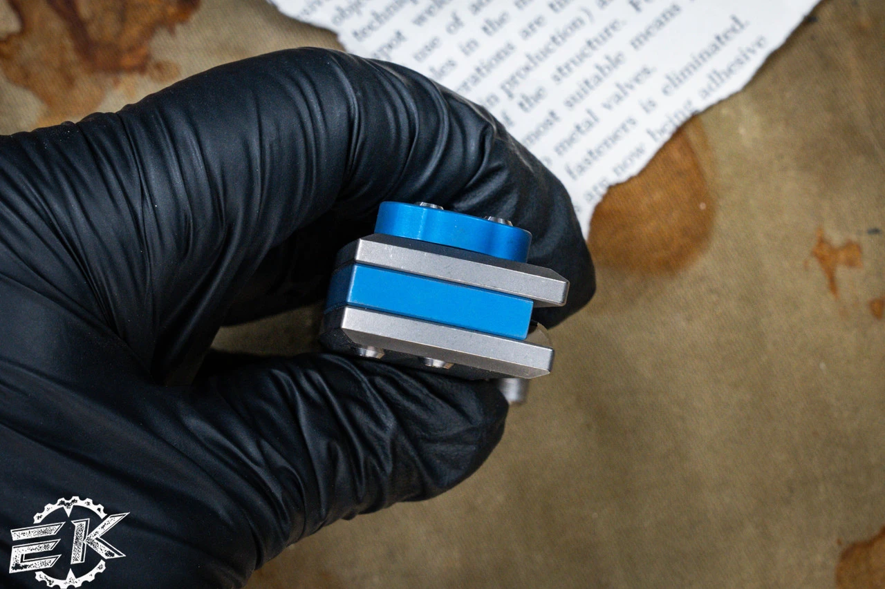 Chaves Knives Ultramar Redencion Street Titanium Folding Knife, Dark Blue Skull Clip/Backspacer 3.25" Tanto 6 Chaves Knives Ultramar Redencion Street Titanium Folding Knife, Dark Blue Skull Clip/Backspacer 3.25" Tanto - Image 4