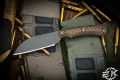 RMJ Tactical "Coho" Fixed Blade Knife Hyena Brown G10 3" Tungsten Cerakote
