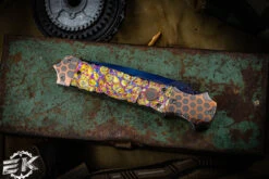 Brandon Vallotton Custom "Hasta" Automatic Dichloram Titanium 4.5" Copper San Mai -Best Knifes Shop Colorful Knife Hex Ends 2 82675.1672271709