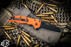 Demko Knives AD20.5 Shark Foot Shark Lock Folding Knife Orange Grivory 3" Black DLC -Best Knifes Shop DEM ORSF DLC 57055.1678855458