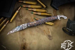 D Rocket Designs Serpentine Alien Skulls Titanium Slipjoint Knife 2.25" M390 Wharncliffe/Bottle Opener